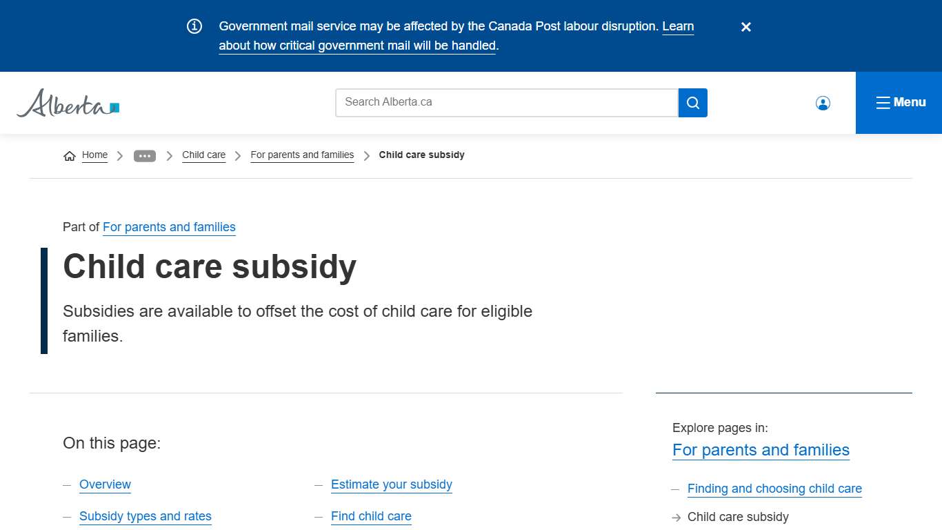 Child care subsidy Alberta.ca